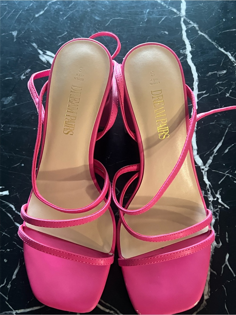 Dream Pairs Women's Bright Pink Strappy Block Heel Sandals